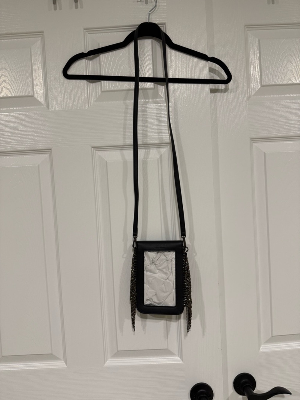 Vera Wang Black Crossbody Phone Bag with Chain Fringe